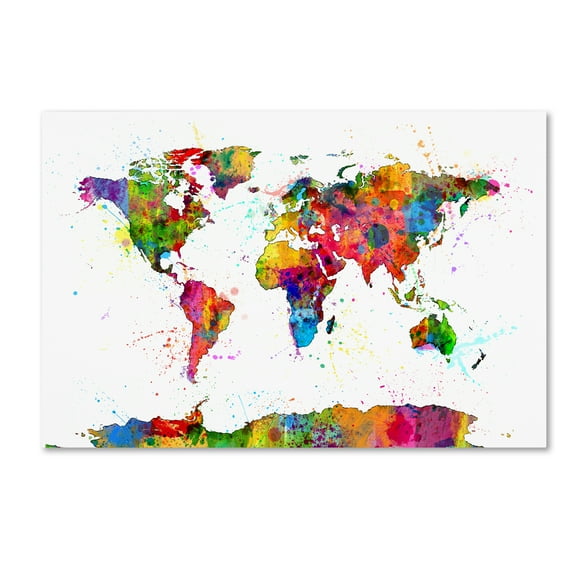 Michael Tompsett 'Map of the World Watercolor' Canvas Art
