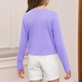 thumbnail image 3 of Lumtrix Girls Crop Tops Long Sleeve Shirts Crewneck Ruched Side Slim Fit Blouses Casual Tee Shirt 4-15 Years Light Purple 160, 3 of 3