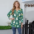 thumbnail image 3 of HAVUITYY Easter 3/4 Sleeve Sweaters for Womens, Cute Bunny Eggs Printed Womens Tops, Spring Going Out Shirts for Women Wear & Gifts, 3 of 5