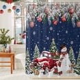 thumbnail image 6 of Shower Curtain 72"W x 84"L Snowman Christmas Trees Pine Leaves Blue Fabric Shower Curtains Set with Hooks Water Repellent Bathroom Curtains Machine Washable Bathroom Accessories, 6 of 9