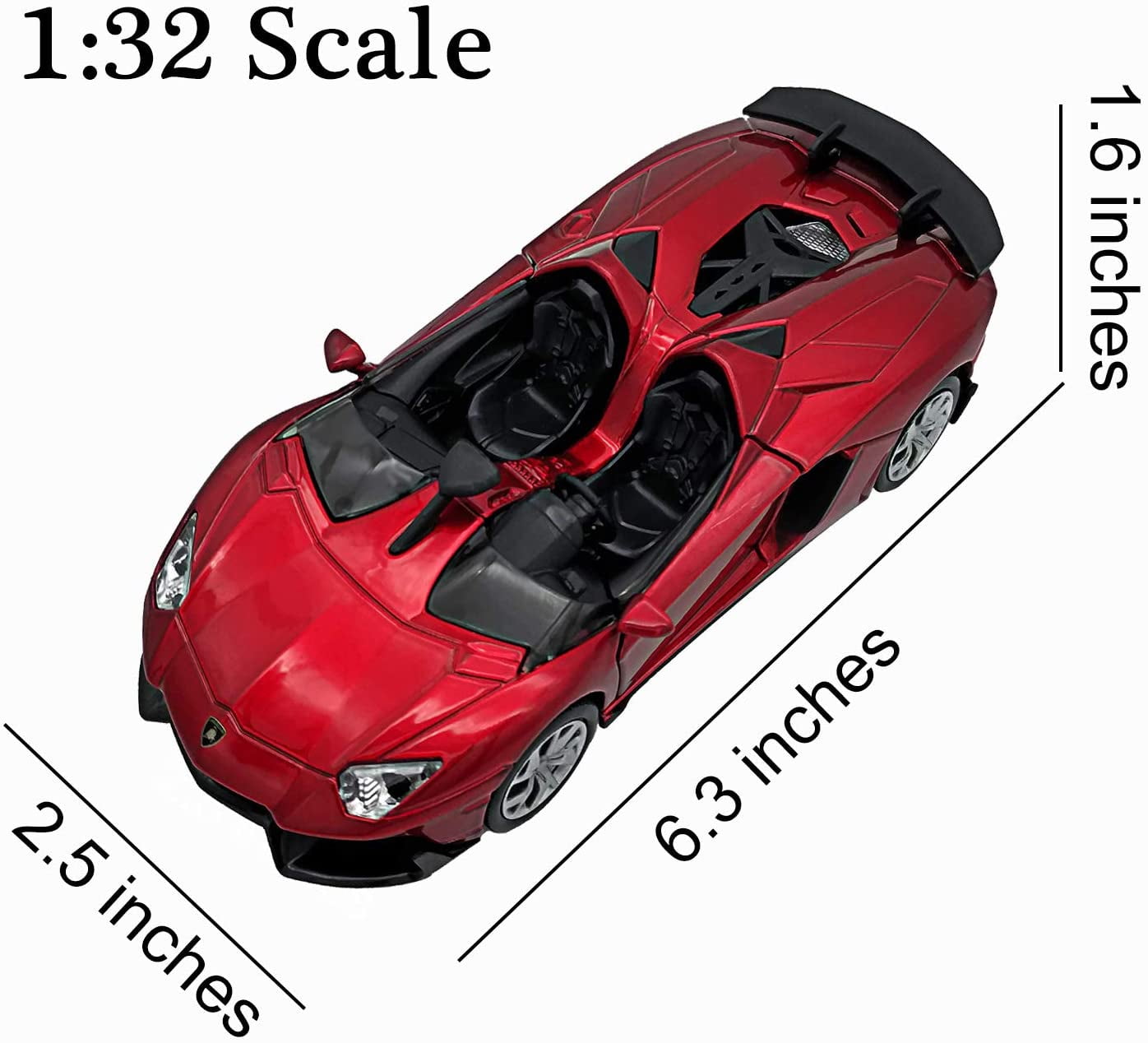 LMOY 1:32 Scale Die-cast Super Sports Car Lambo Aventador J Pull Back Cabriolet Metal Model Toy Car with Light & Sound Gift for Children Yellow 