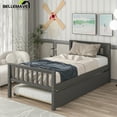 thumbnail image 6 of Bellemave Twin Size Platform Bed with Trundle, Wooden Bed Frame with Headboard and Footboard Twin Bed Frame with for Teens, No Box Spring Needed (Gray), 6 of 11