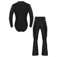 thumbnail image 2 of TiaoBug Mens Latin Tango Rumba Dance Outfit Long Sleeve Shiny Rhinestones Leotard with Flared Pants Black XL, 2 of 7