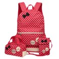 thumbnail image 3 of Children Kids 3 Pieces Dots Lightweight Nylon Backpack Schoolbag Set(Red), 3 of 5
