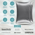 thumbnail image 5 of Bare Home 100% Mulberry Silk Zipper Pillowcase - Perfect for Hair and Skin - Premium 6A Grade, 19 Momme Silk - Standard - 2 Pack, Gray, 5 of 9