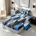 thumbnail image 2 of Manfei Abstract Wave Stripe Twin Sheets, Blue Black White Bedding, Black Reversible 3 Pieces1 Flat Sheet + 1 Fitted Sheet + 1 Pillowcase, 2 of 6