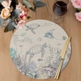 thumbnail image 3 of Turtle Coastal Round 13 Inch Placemats Set of 4, Nautical Summer Beach Coral Jellyfish Rustic HeatResistant Non Slip Place Mats for Dining Table, Wipeable Braided Kitchen Table Mats for Housewarming, 3 of 9