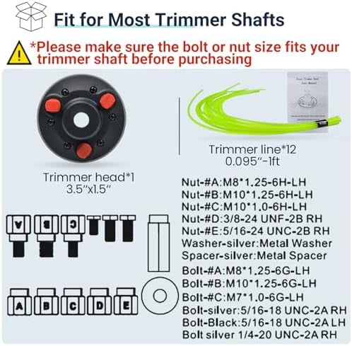 Universal Weed Eater Head, Easy Load String Trimmer Head Replacement Weed Wacker Head for Echo, Ego, Dewalt, Stihl, and Husqvarna, Includes 12pcs 1FT-0.095" Trimmer Line