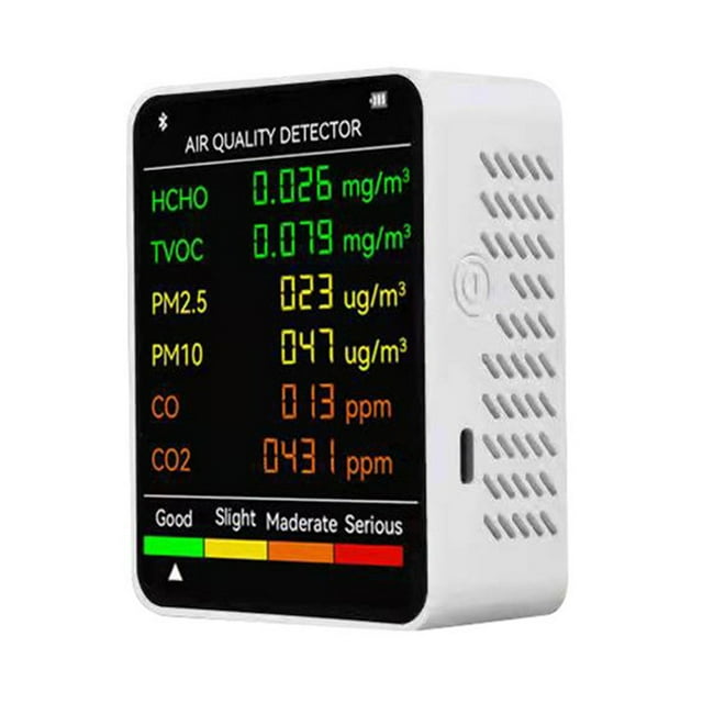 6 In 1 Air Quality Monitors Multifunctional Digital Temperature Humidity Tester Carbon Dioxide TVOC HCHO Detector