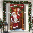 thumbnail image 4 of RuiJiao Christmas 3D Visual Door Cover Decoration, Multicolor Nylon and Spandex Holiday Party Backdrop for Festive Atmosphere, 35.83x79.92in Durable Reusable Santa Claus Gift Delivery Decor, 4 of 8