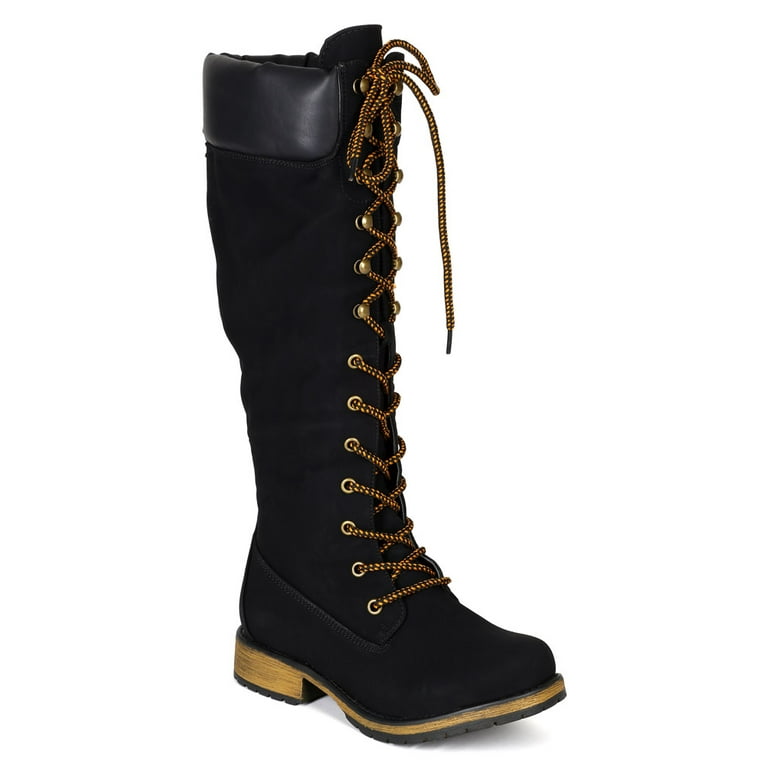 Knee high lace up work boots sales
