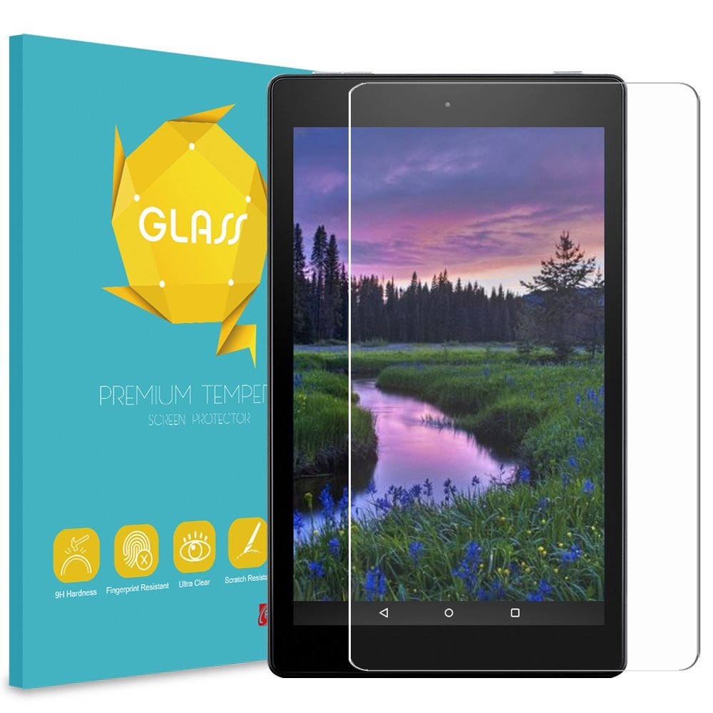 Fintie Tempered Glass Screen Protector for Amazon Fire HD 8 Tablet (6th Gen 2016 & 5th Gen 2015