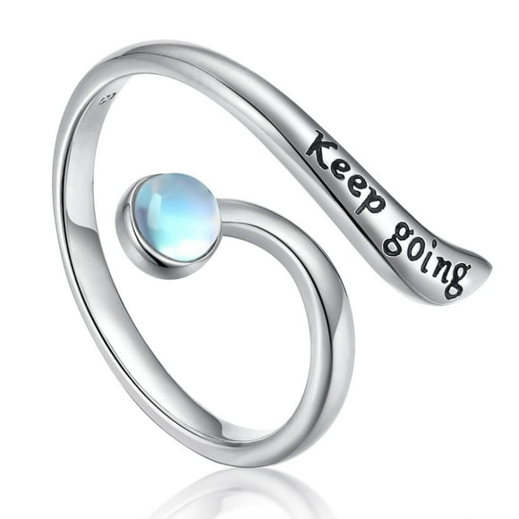 Coachuhhar Keep Going Moonstone Ring Sterling Silver Moonstone Adjustable Ring Jewelry Gifts for Women