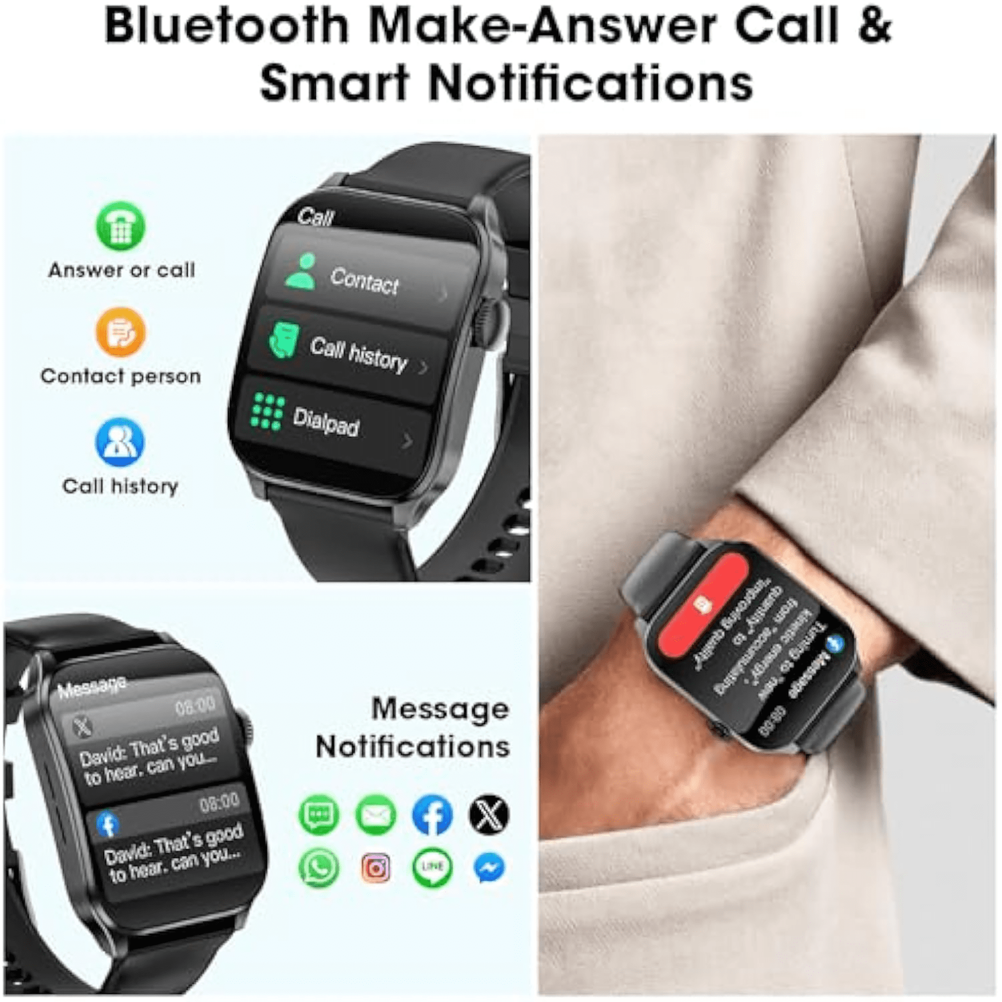 JOEME Black Smarts Watch, 1.9 Inch Display with 108 Programable Sports Modes