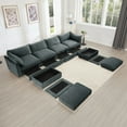 thumbnail image 5 of U Shape 4 Seater Cloud Couch Sectional Sofa with 2 Movable Ottomans, Living Room Couch, Oversized Modular 6-Seat Sofa with Storage Drawers Under Each Seat, Chenille Gray, 5 of 15