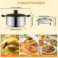 thumbnail image 3 of START MAKERS 26cm Stainless Steel Stock Pot with Steamer Basket and Glass Lid, 6 Quart Soup Pot for Gas and Induction Stove, 3 of 8