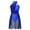 Royal Blue, variant on DPOIS Womens Ruched Chiffon Patchwork Dancewear Leotard Dress Burgundy S