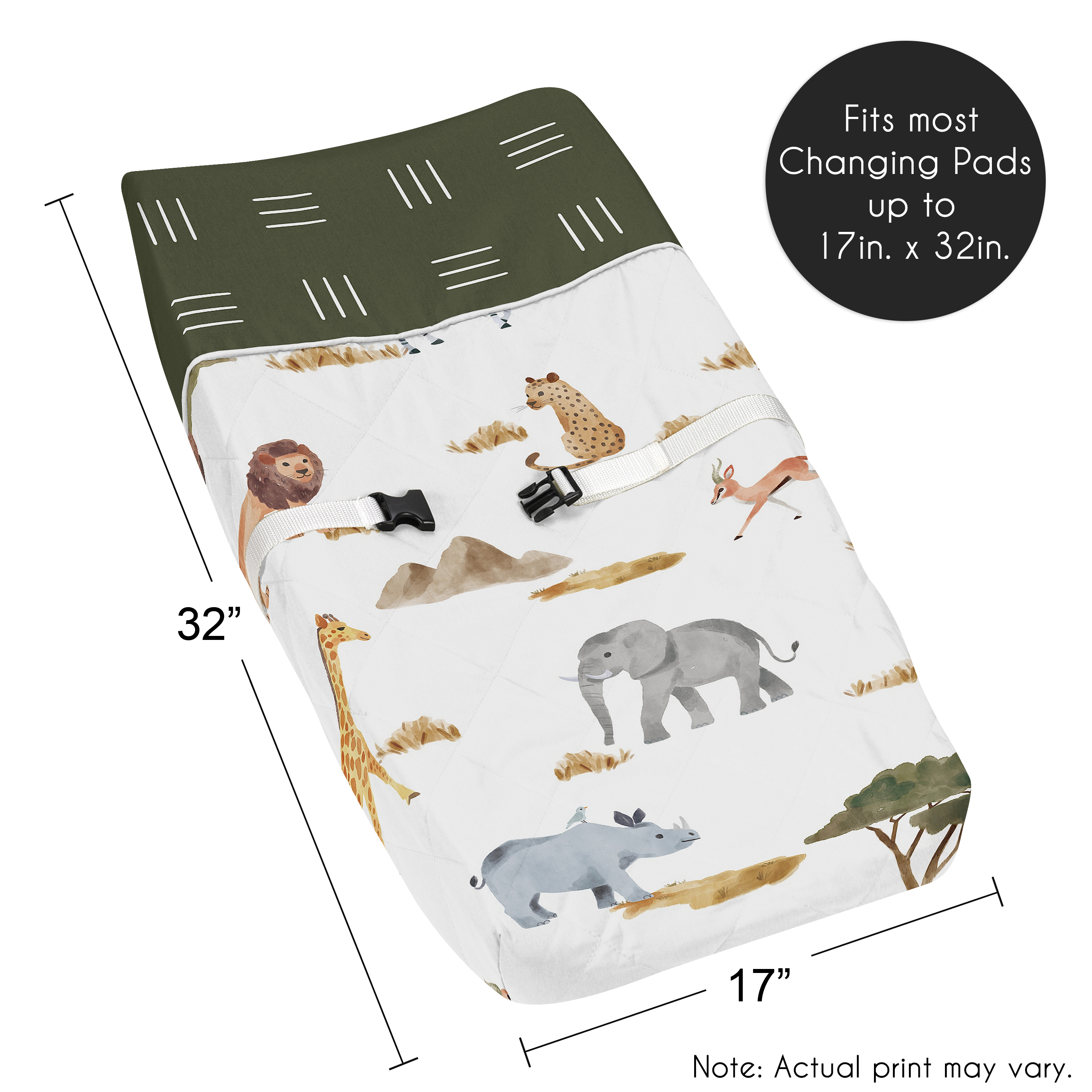 Sweet Jojo Designs Jungle Yellow Orange and White Changing Pad Cover