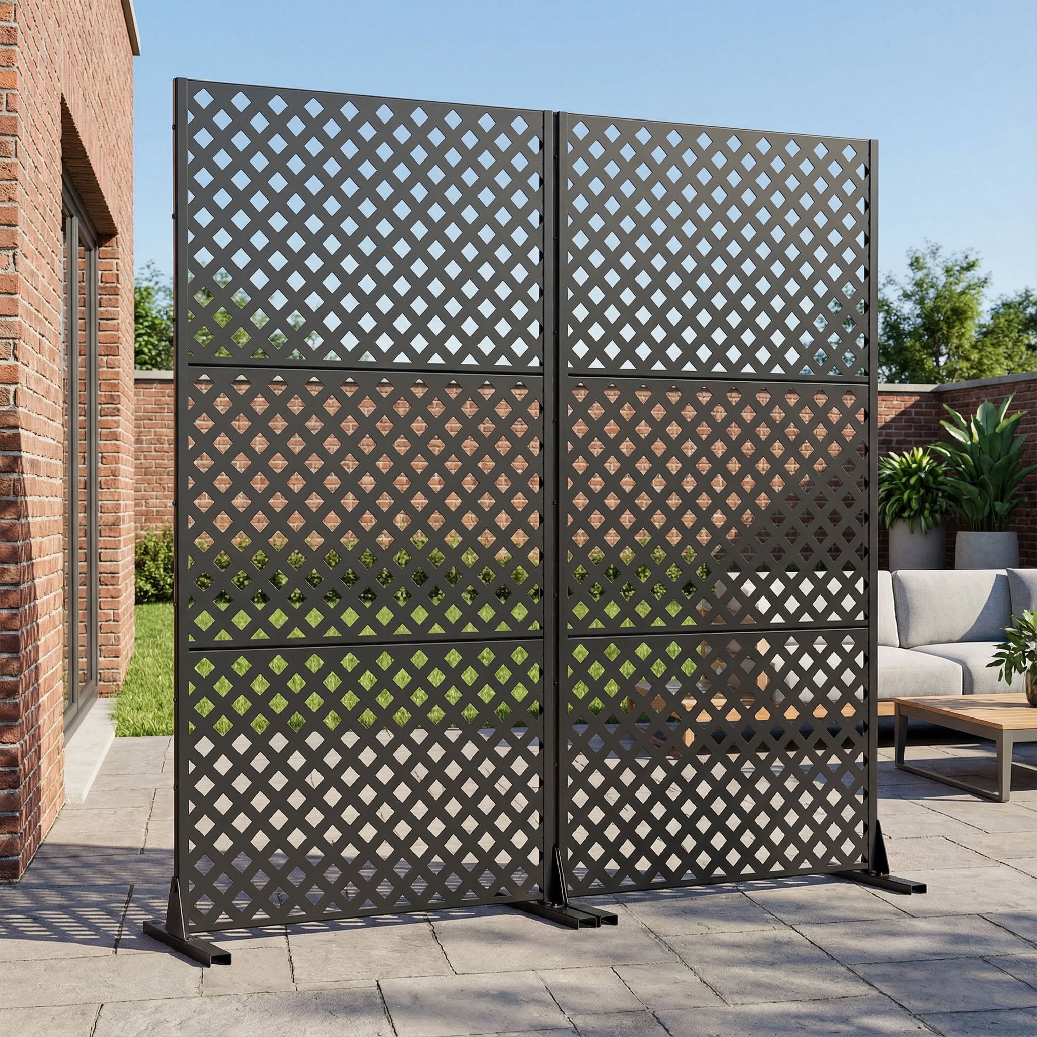 MAYEERTY 3 Panels Outdoor Privacy Screen, Metal Decorative Privacy Fence, 2 pcs Privacy Panel for Patio, Balcony, Backyard, Garden