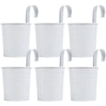 thumbnail image 1 of Juego de 6 macetas colgantes de metal para interior con gancho extraíble para decoración de jardinería, color blanco, 1 of 5