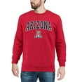 thumbnail image 3 of Men's Colosseum Red Arizona Wildcats Arch & Logo Crew Neck Sweatshirt, 3 of 4