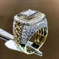 thumbnail image 1 of Luxury Men Rhinestone Inlaid Finger Ring Hip Hop Wedding Engagement Jewelry Gift, 1 of 5