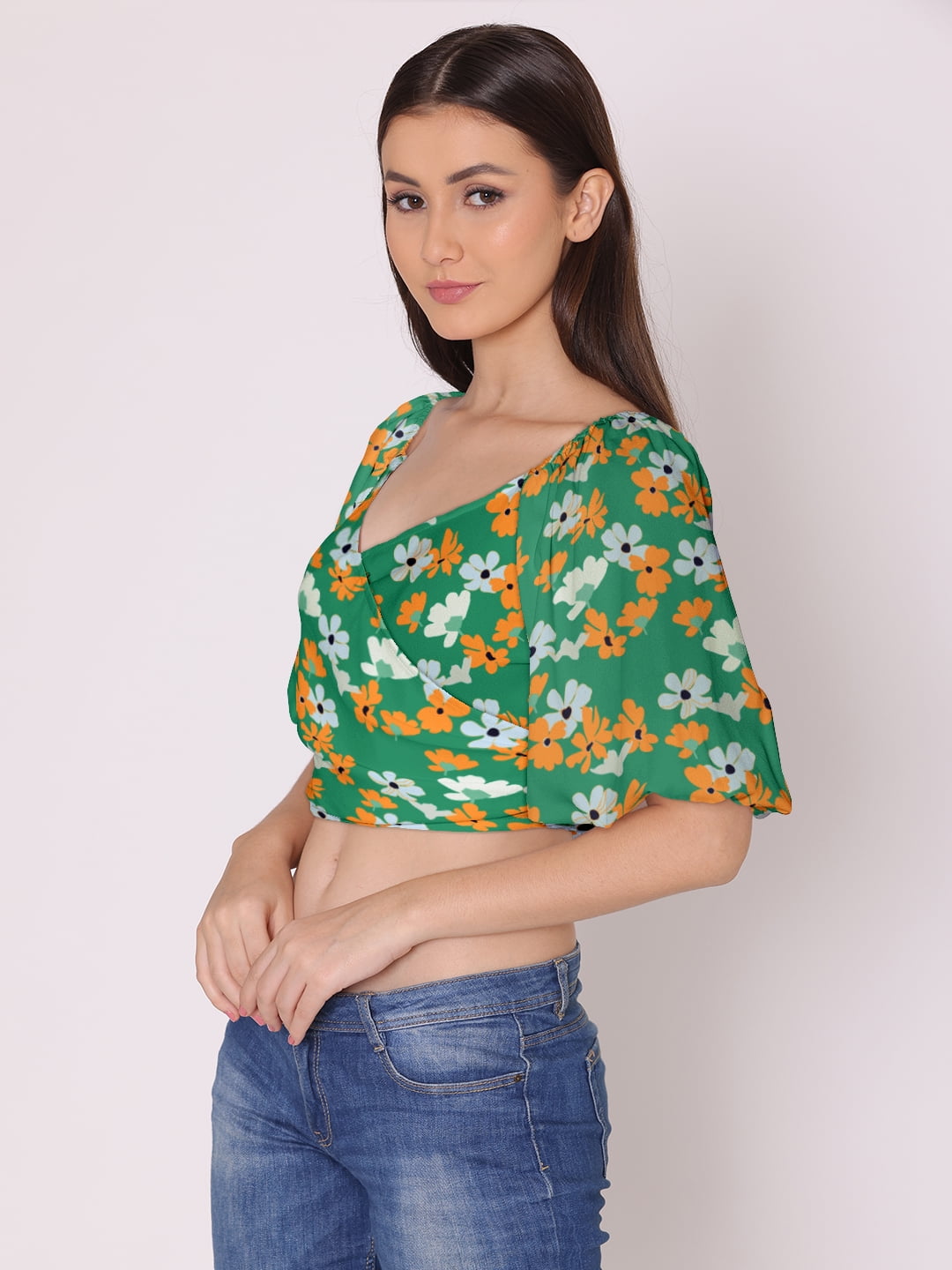 Sierra printed cotton crop top