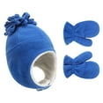 thumbnail image 2 of AWZXDE Warm Childrens Two Piece Set Solid Color Hat And Gloves Winter Hats For Boys And Girls Lined Cold Weather Blue, 2 of 7