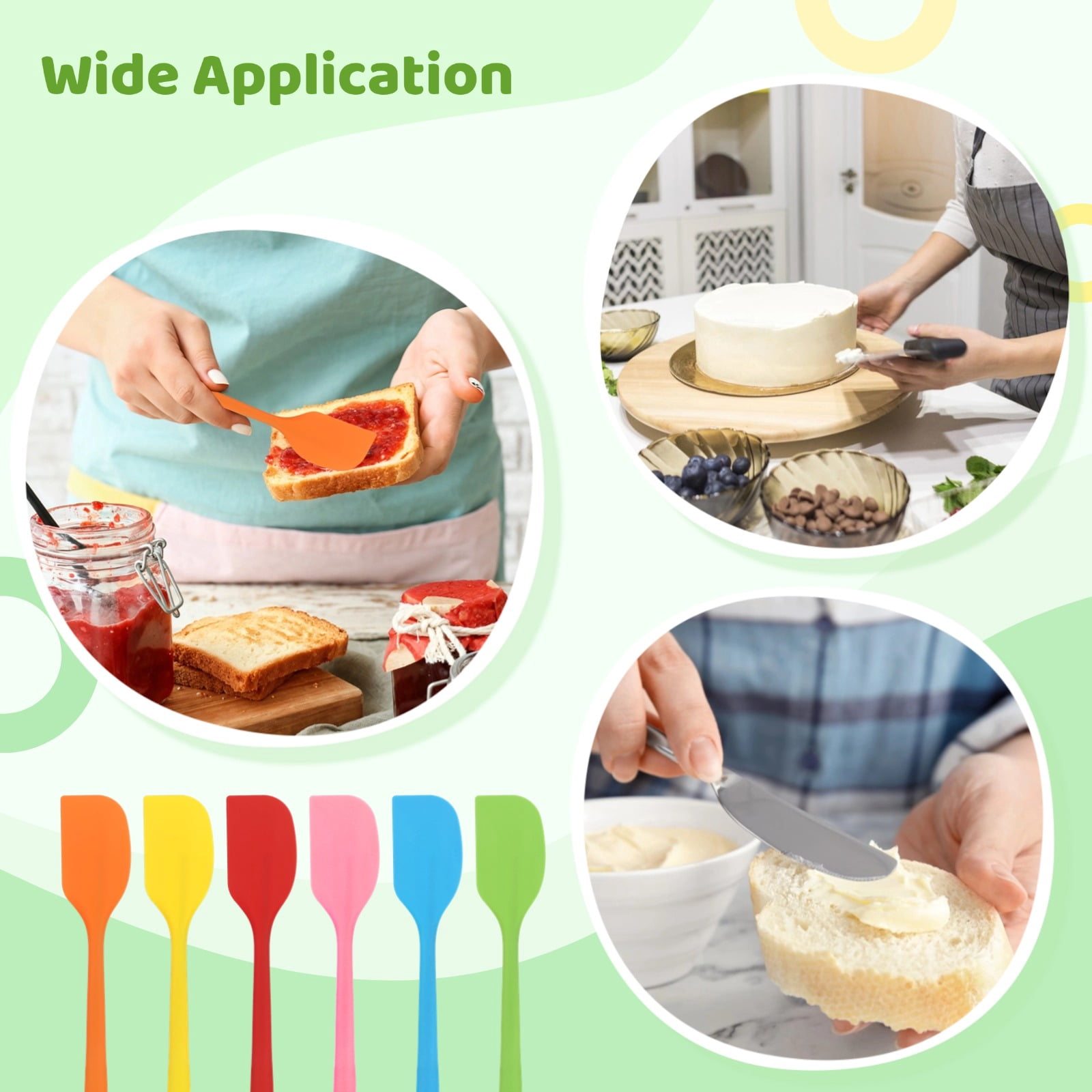 36 Pack 8.3" Nonstick Silicone Spatulas –  Heat-Resistant Food Grade Mixing Scrapers | 6 Colors Long Handle with Hanging Hole for Baking, Cooking, Butter & Cream