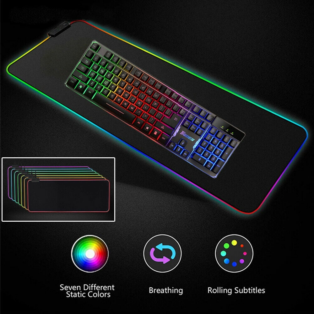 RGB Colorful LED Lighting Gaming Mouse Pad Mat for PC Laptop 350x250mm