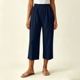 thumbnail image 3 of BUIGTTKLOP Womens Capri Pants High Waisted Lounge Pants Straight Wide Leg Summer Beach Capris, 3 of 8