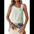 thumbnail image 2 of Blusa Informal Sin Mangas con Cuello en V Asimétrico y Estampado A Rayas para Mujer, Blusa de Verano Verde L, 2 of 9