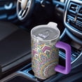 thumbnail image 4 of 40 oz Boho Mandala Tumbler with Handle Flip Straw Lid Travel Lids Straws 40oz Boho Mandala Tumblers Vacuum Insulated Leak Proof Stainless Steel Cup Mug Gifts for Men Women Travel Tumbler Must Have, 4 of 5