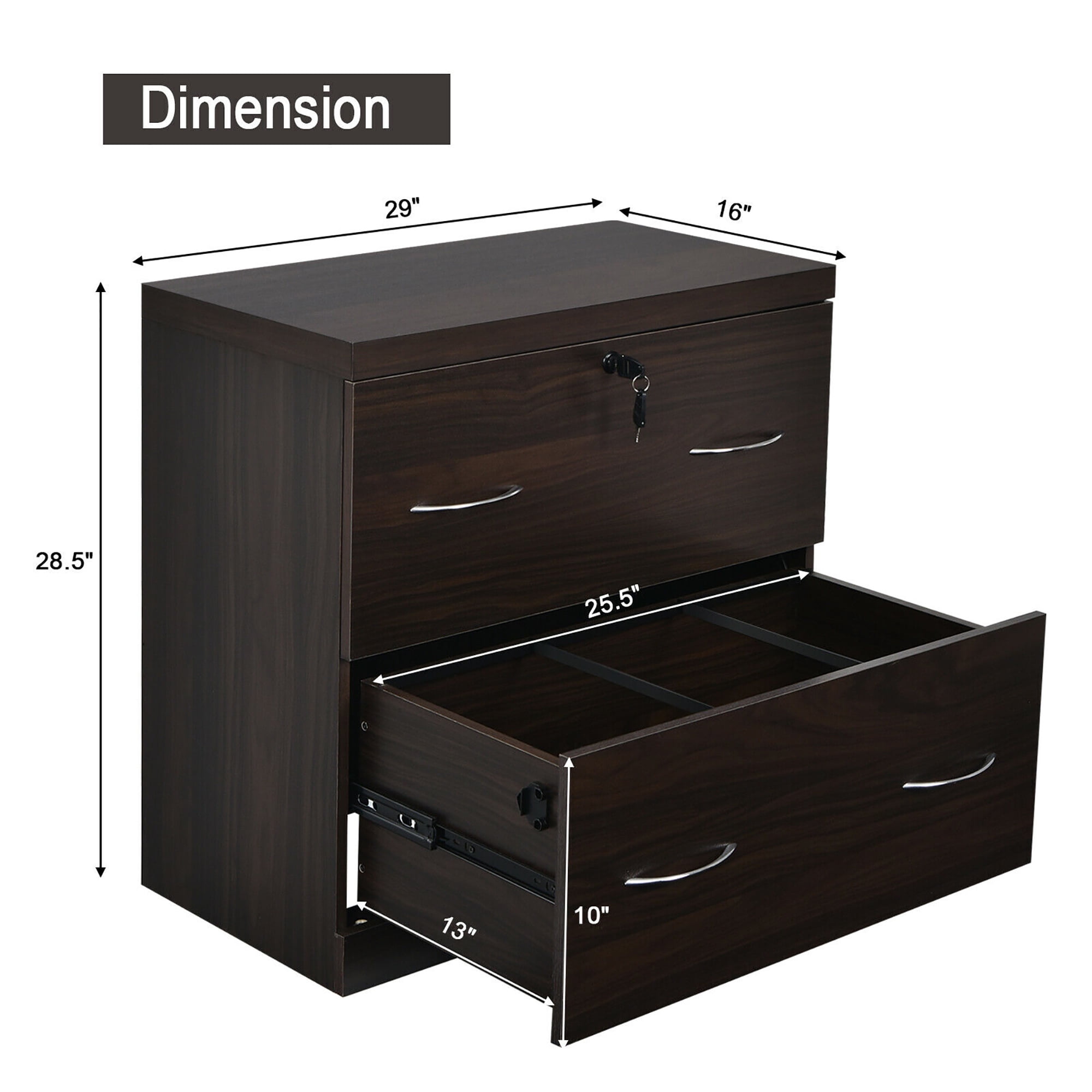 2-Drawer File Cabinet Locking Bar | Guardianite Security Bar With Cobalt Drill Bit - Gray