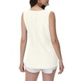 thumbnail image 3 of Hot days, bold styles Olyvenn Summer Tops for Women 2025 Vacation Sleeveless Eyelet Tanks Blouses Loose Fit Crewneck Solid Color Beach Travel Top White S, 3 of 7