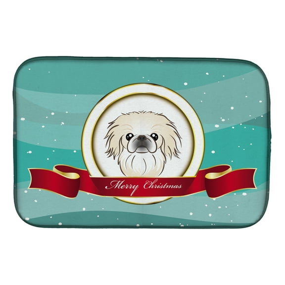 Caroline's Treasures Pekingese Merry Christmas Dish Drying Mat