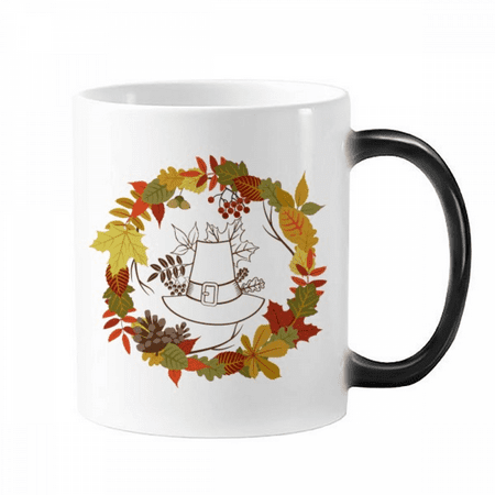 

Garland Thanksgiving Day Pattern Changing Color Mug Morphing Heat Sensitive Cup With Handles 350 ml