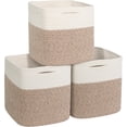 thumbnail image 2 of 11x11 Cube Storage Bin - 3 Pack Woven Storage Cubes Organizer, 11 Inch Cotton Rope Baskets for Organizing, Decorative Square Shelf Baskets Closet Bins, Toy Boxes for Boy, Dark Blue Decor, 2 of 8