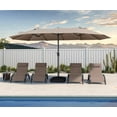 thumbnail image 1 of PURPLE LEAF Parasol de Marché pour Patio Double Face 9 x 15 Pi avec Base, Parasol de Table d'Extérieur Robuste pour le Soleil avec 12 Nervures Robustes, Taupe, 1 of 8