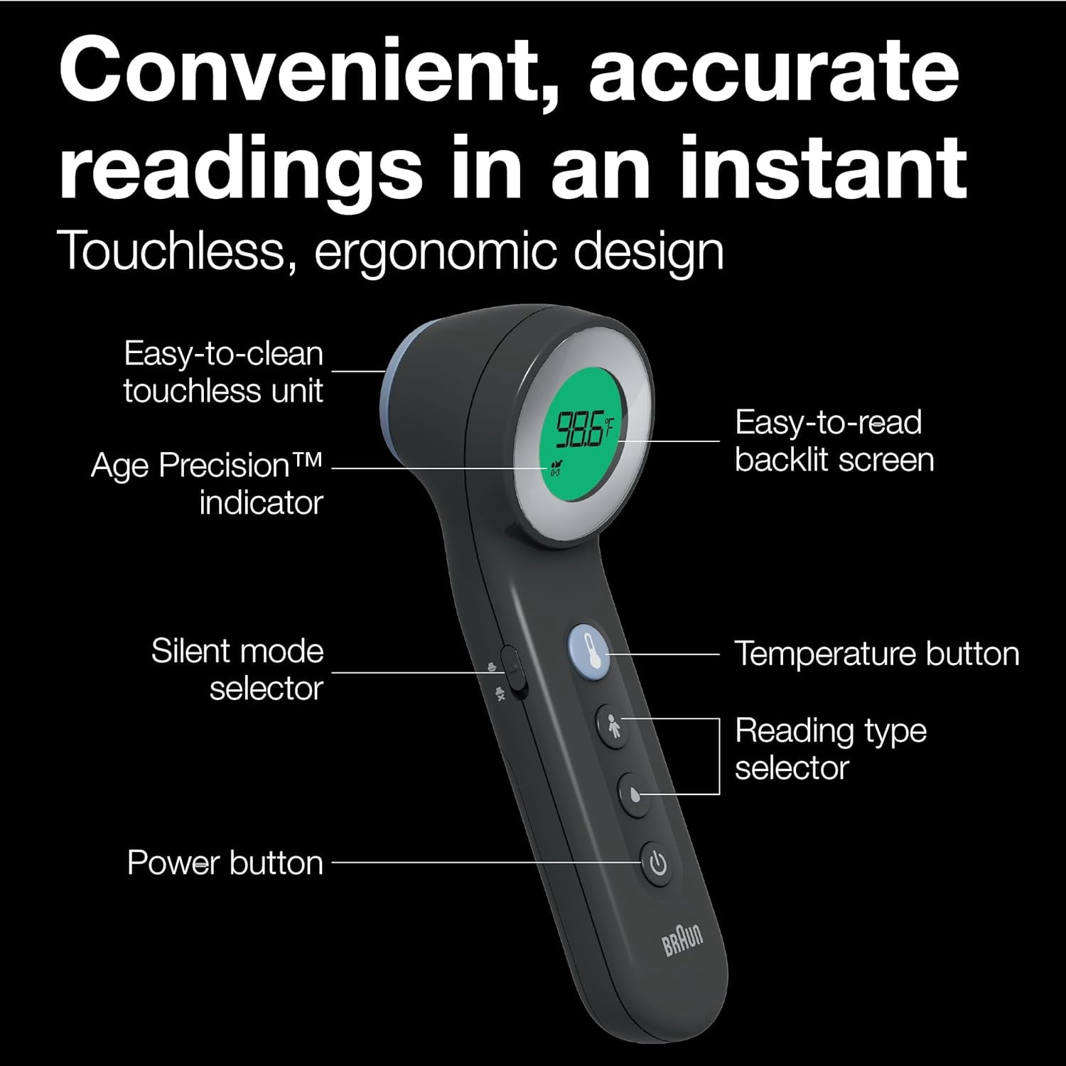 Braun Sensian 7 Forehead 3-in-1 Non-Contact Infrared Thermometer