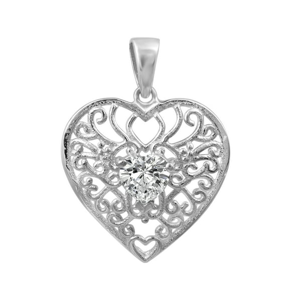 Celtic Knot Love Heart 925 Sterling Silver 5 MM White CZ Valentines Day Gifts Pendant