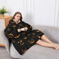 thumbnail image 5 of Oversized Wearable Blanket Hoodie,Black Halloween Pumpkin Faces Sherpa Blanket Hoodie with Super Pockets,Super Warm Fuzzy Pullover for Women & Men, 5 of 6