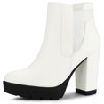 thumbnail image 1 of Unique Bargains Women's Chunky High Heel Platform Zip Chelsea Boots, 1 of 6