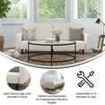 thumbnail image 6 of Merrick Lane Mid Century Modern Split-Back Sofa Futon with 3 Recline Positions In Elegant Stone Faux Linen Upholstery, 6 of 12