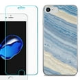thumbnail image 1 of For Apple iPhone 7 / iPhone 8 Case, Slim-Fit TPU Phone Case, with Tempered Glass Screen Protector, by OneToughShield ® - Marble/ Marina Blue, 1 of 3