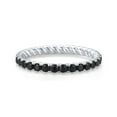 thumbnail image 3 of Santuzza 925 Sterling Silver Black Spinel Stackable Ring Engagement Wedding Eternity Stacking Ring for Women, 3 of 6