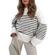 thumbnail image 2 of Suéter Informal de Punto Afelpado de Larga Extragrande para Mujer, Ropa de Otoño Rayas Blancas y Negras L, 2 of 9
