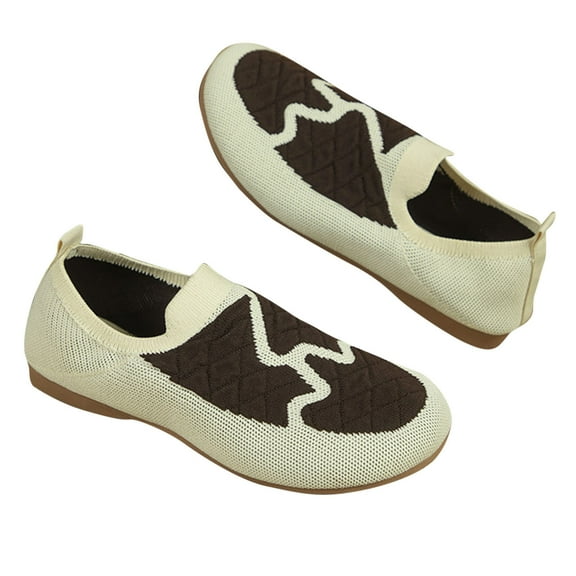 RUIYANQI Women's Fashion Slip-On Barefoot Shoes Minimalist Wide Toe Zero Drop Sneakers Lightweight Breathable Mesh Loafers for Walking Running Daily Beige Women Sandal