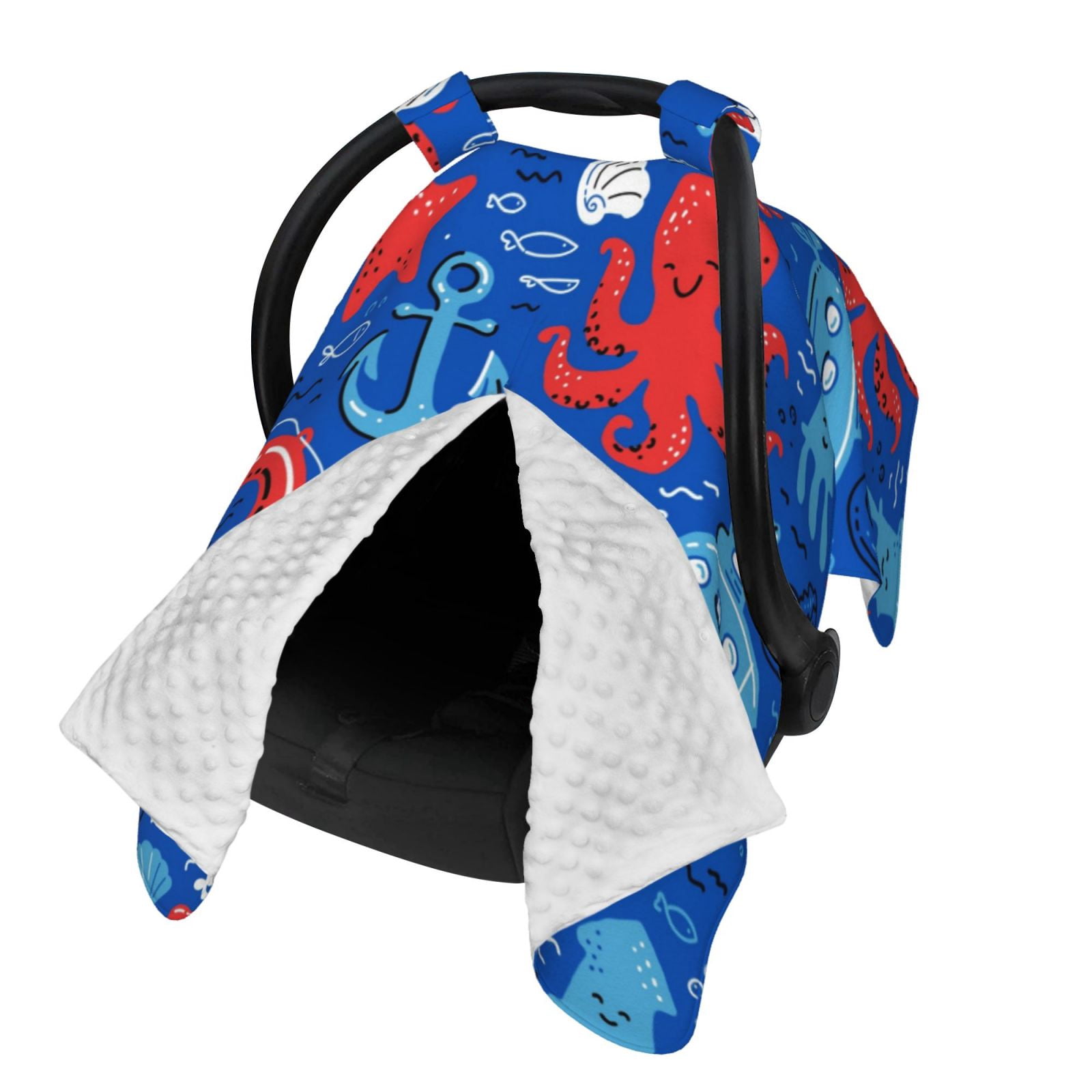 Naloa Nautical Animals Baby Car Seat Cover, Breathable Baby Carrier Cover, Multiuse Baby Carrier Cover & Nursing Breastfeeding Cover