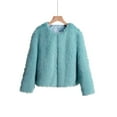 thumbnail image 4 of Hfyihgf Womens Cropped Coats Long Sleeve Crewneck Open Front Parka Shaggy Fuzzy Faux Fur Coat Jacket Winter Warm Outwear(Sky Blue,XXL), 4 of 5
